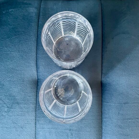 Ralph Lauren Crystal Glass Herringbone Old Fashioned Bar Glass Whiskey Set of 2 - Picture 6 of 7